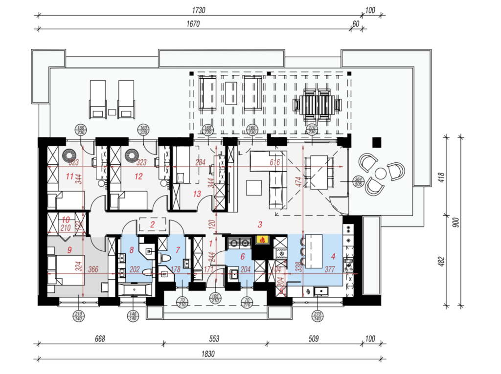 rzut domu szkieletowego