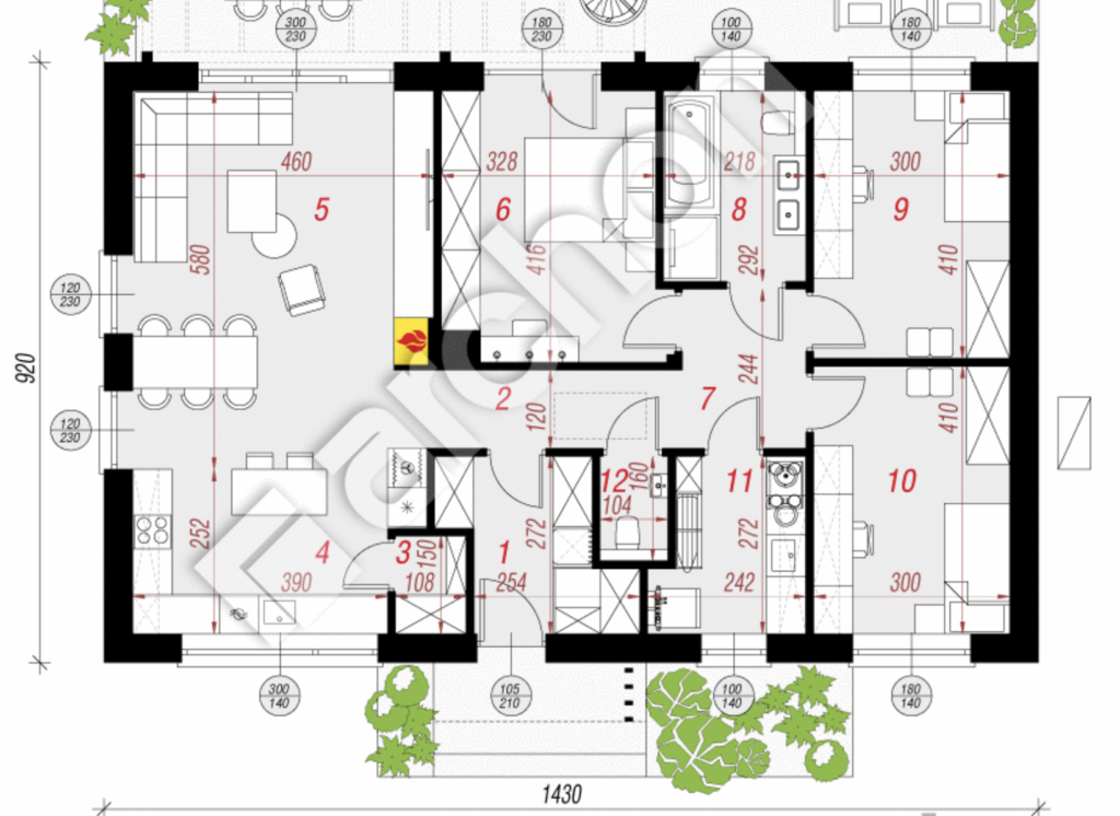 dom szkieletowy 100m2 układ rzut