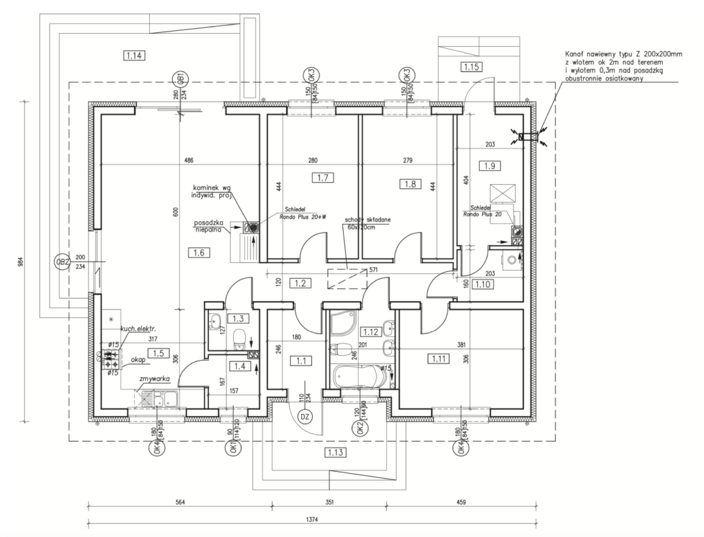 dom szkieletowy 105 m2 rzut